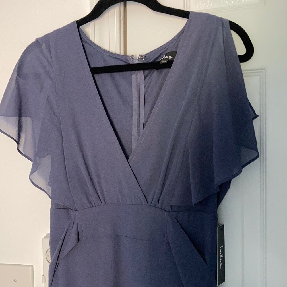 NWT Lulu’s Slate Blue Gown